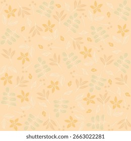 Patrón floral sin fisuras con fondo amarillo claro