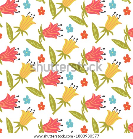 Seamless floral pattern of lilies of the valley. Vector background