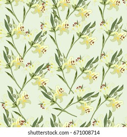 Seamless Floral pattern with lily flowers. Flowers Design pattern.