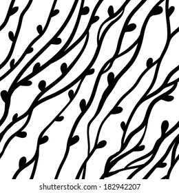 Seamless floral pattern. Line background with branches