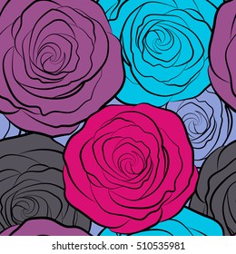 Seamless floral pattern with little abstract roses, vector illustration in vintage style.