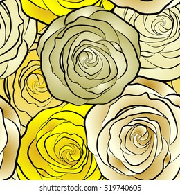 Seamless floral pattern with little abstract roses, vector illustration in vintage style.
