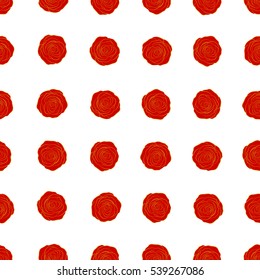 Seamless floral pattern with little abstract roses in yellow and red colors, vector illustration in vintage style on a white background.
