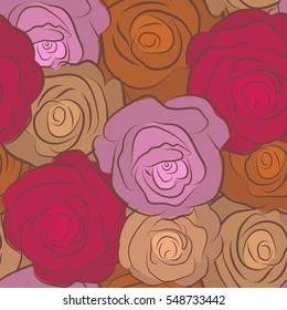 Seamless floral pattern with little abstract roses, vector illustration in vintage style.