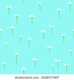 Padrão floral sem costura com pequenas flores brancas bonitinhas.