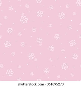 Seamless floral pattern with little pink flowers on a pink background