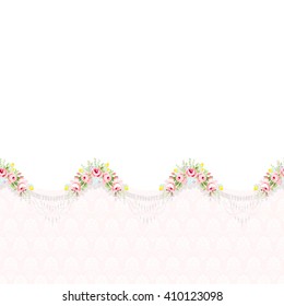 Seamless floral pattern with little pink roses, vector illustration in vintage style.
