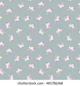 Seamless floral pattern with little red roses