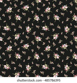 Seamless floral pattern with little red roses