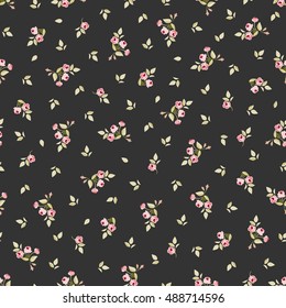 Seamless floral pattern with little red roses