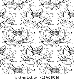 seamless floral pattern with lotus flowers