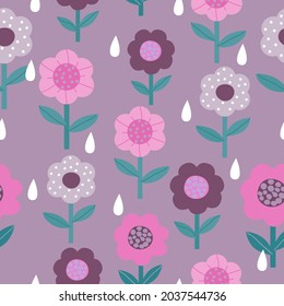 seamless floral pattern Lovely floral background in sweet tones and abstract white teardrop shape.