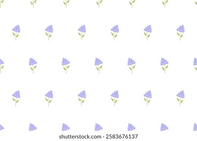 Seamless floral pattern with lupines. Abstract flowers ditsy style. Ditsy print. Cute botanical textile, wallpaper design of small pretty flowers. Pretty botanical design. Vector seamless pattern
