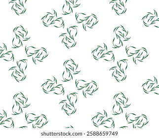 Seamless floral pattern with lush Green Leaves and elegant Hand-Drawn Branches. Delicate botanical ornament for textile, wallpaper, wrapping. Flat minimal vector illustration.