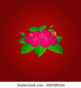Seamless floral pattern with magenta, red and green flowers, watercolor. Vector flower illustration. Seamless pattern with floral motif.