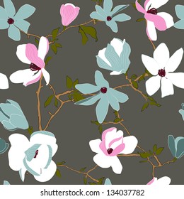 seamless floral pattern with magnolia