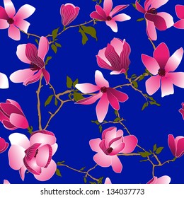 seamless floral pattern with magnolia flowers