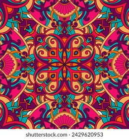 Seamless floral pattern with mandala vector illustration