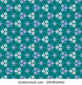 Seamless floral pattern of  many blooming purple and white  flowers. Vector illustration for textile, wallpapers, print, gift wrap and scrapbooking.