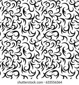 Seamless floral pattern with many small details. Vector illustration with outline curves.