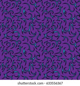 Seamless floral pattern with many small details. Vector illustration with outline curves.