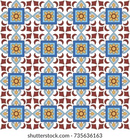 Seamless floral pattern maroccan style in spring-summer color. Design for textile, cover, background, bandana, patchwork