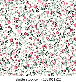seamless floral pattern. meadow flowers on white background