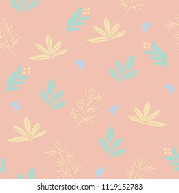 Seamless floral pattern with meadow herbs on red background.spring floral background.