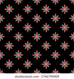 Seamless floral pattern. Merry flower dots. Folk style.