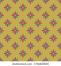 Seamless floral pattern. Merry polka dot. Folk style.