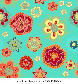 Seamless floral pattern with millefiori motive