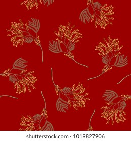 Seamless floral pattern with mimosa flowers.