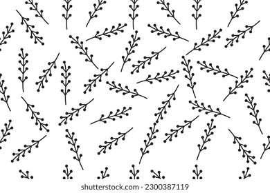 Seamless Floral Pattern with Minimalist Line Style