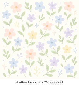 Um padrão floral sem costura em um estilo minimalista, com tons de pêssego rugoso macio e delicadas flores desenhadas à mão. Ideal para papelaria, têxteis e uso digital
