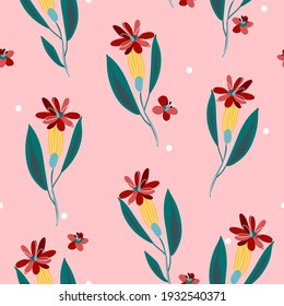 Seamless floral pattern for minimalistic design. Vector pattern for fabric, packaging, wallpaper.