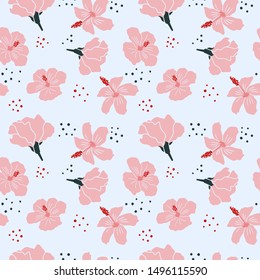 Seamless floral pattern. Modern pattern with flowers for textile, wrapping paper or background. Flat vector illustration