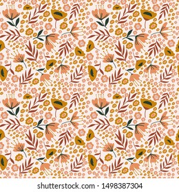 Seamless floral pattern. Modern pattern with flowers for textile, wrapping paper or background. Flat vector illustration