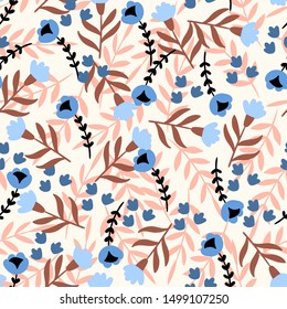Seamless floral pattern. Modern pattern with flowers for textile, wrapping paper or background. Flat vector illustration