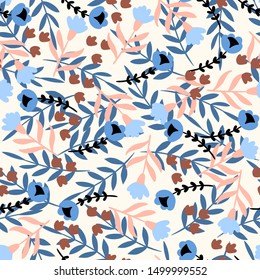 Seamless floral pattern. Modern pattern with flowers for textile, wrapping paper or background. Flat vector illustration