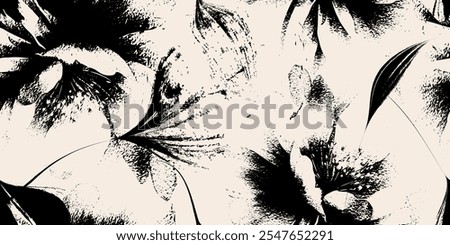 Seamless floral pattern. Modern monochrome print design. Vector illustration
