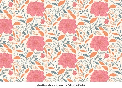 padrão floral sem costura com contornos modernos de rosa e folhas de arte de linha projetado para embrulhar folhas, tecidos de fronha e designs de moda contemporânea

