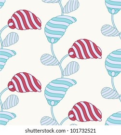 Seamless floral pattern with modern stylish fantasy flowers