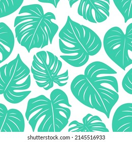Seamless floral pattern with monstera leaves