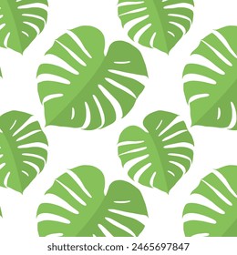 Seamless floral pattern with monstera leaves