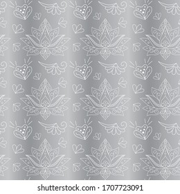 Seamless floral pattern motif coloring of mehendi, Lotus, mandala is drawn with a pen. Ethnic, fabric, motifs, scrapbooking, cover, tablecloth. Decorative elements for the design. EPS 10