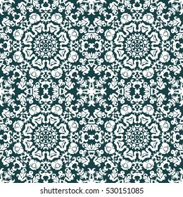 Seamless floral pattern motif coloring mandala drawn with a pen. black and white. Ethnic, fabric, motifs. Vector, abstract flower mandala. Decorative elements for design. EPS 10.