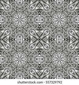 Seamless floral pattern motif coloring a mandala drawn with a pen. black and white. Ethnic, fabric, motifs. Vector, abstract mandala flower. Decorative elements for design. EPS 10.