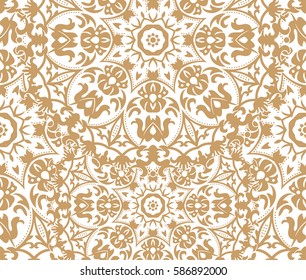 Seamless floral pattern motif coloring mandala drawn with a pen. black and white. Ethnic, fabric, motifs. Vector, abstract flower mandala. Decorative elements for design. EPS 10.