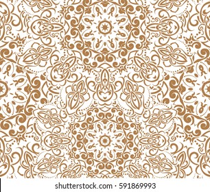 Seamless floral pattern motif coloring mandala drawn with a pen. black and white. Ethnic, fabric, motifs. Vector, abstract flower mandala. Decorative elements for design. EPS 10.