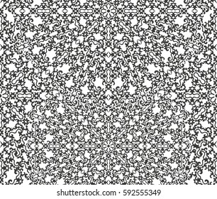 Seamless floral pattern motif coloring mandala drawn with a pen. black and white. Ethnic, fabric, motifs. Vector, abstract flower mandala. Decorative elements for design. EPS 10.